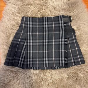Burberry Black and Gray Plaid Mini Skirt